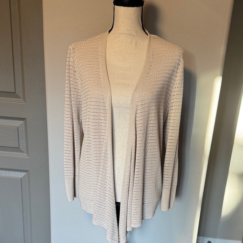 Open-Front Cream Knit Cardigan Sweater for Women